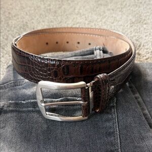 Men's Roger Ximenez Genuine Italian Calf Brown Crocodile Leather Belt 38